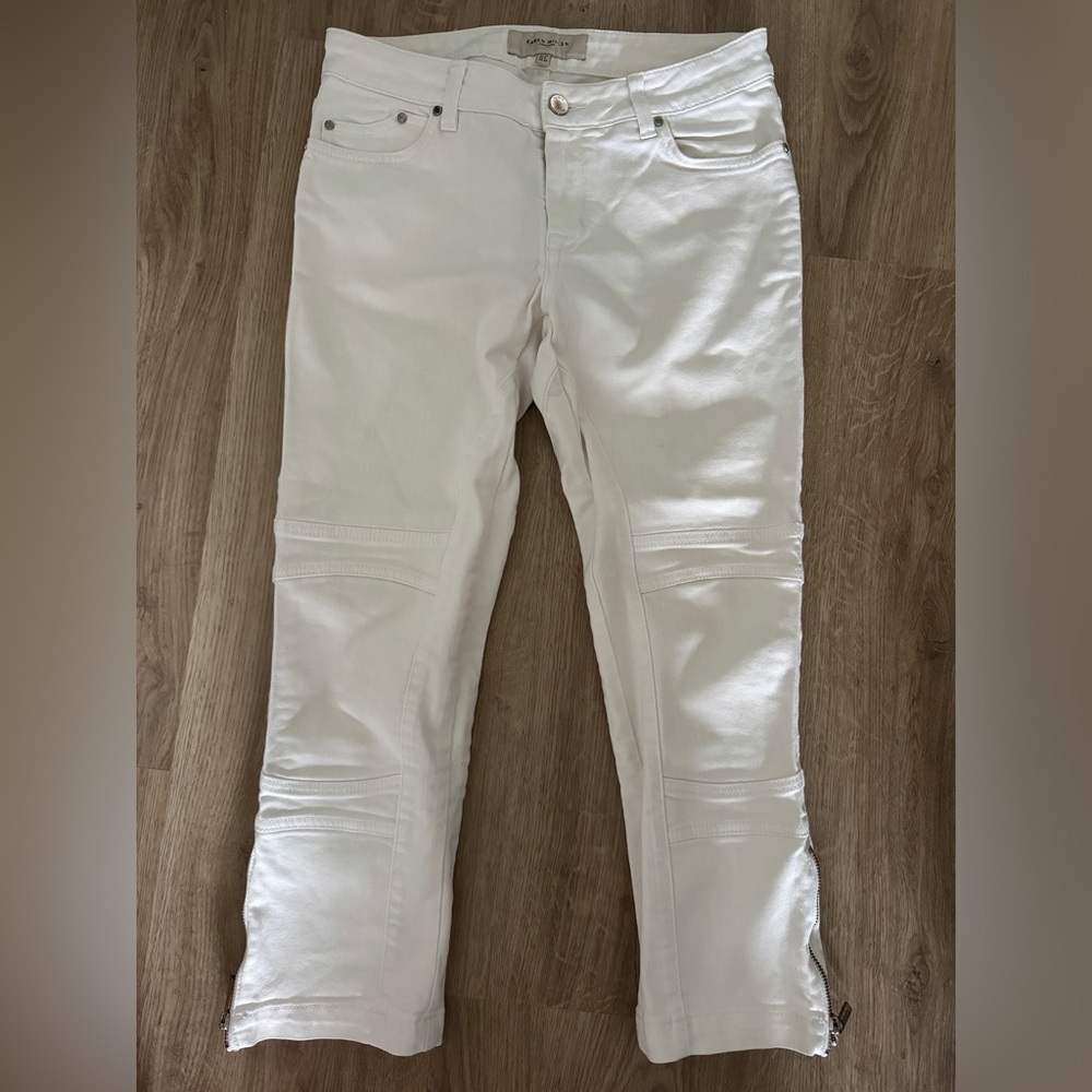 Vintage Designer Karen Millen denim cropped jeans pants zipper ankles is 6 4
